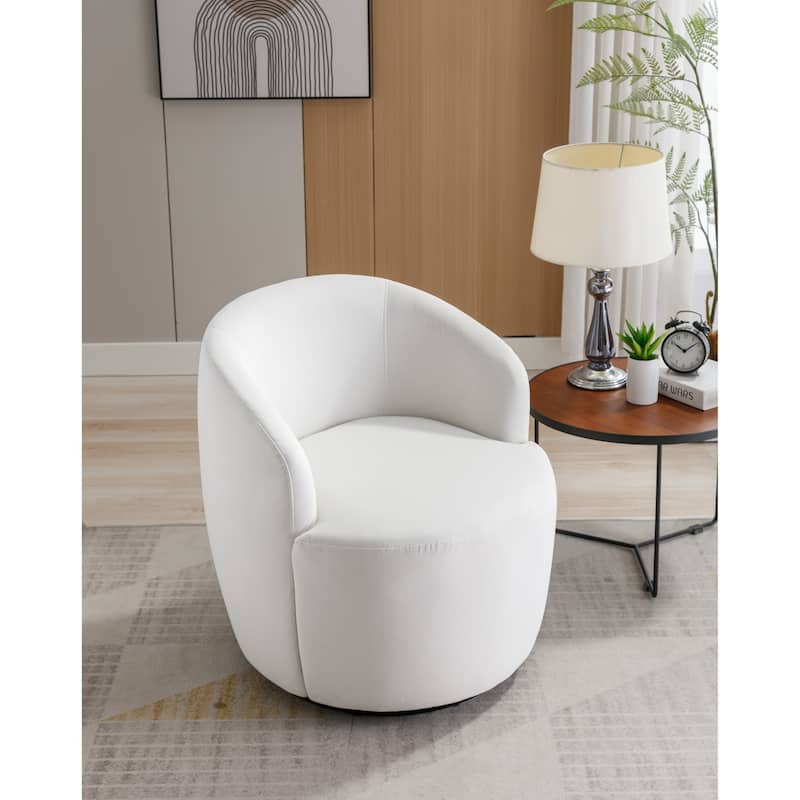 Velvet Fabric Swivel Accent Armchair Barrel Chair With Black Powder Coating Metal Ring