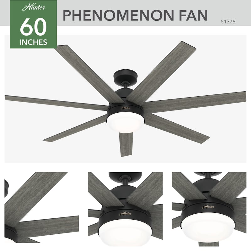 Hunter 60" WiFi Phenomenon Ceiling Fan w/LED Light, Wall Control - Windmill - SMART FAN! ENERGY STAR!