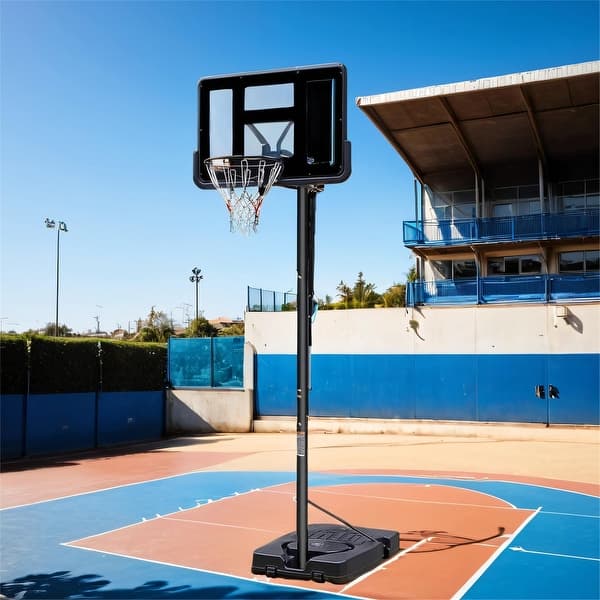 slide 2 of 9, Portable Basketball Hoop, Adjustable Height Basketball Hoop Stand Black