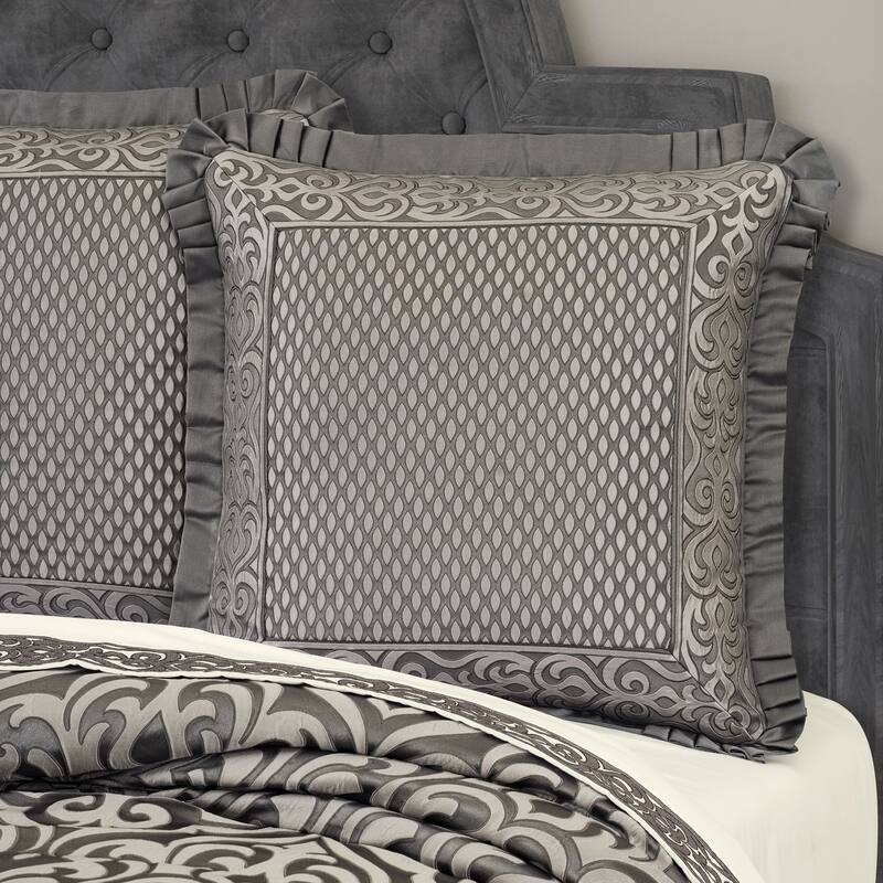 J. Queen New York Bolero Silver Euro Sham - Silver - Euro Square