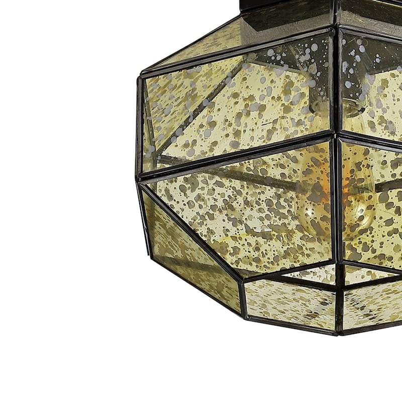 Bee 12.5" 1-Light Vintage Farmhouse Iron/Glass LED Flush Mount, Oil Rubbed Bronze by JONATHAN Y - 1 Light