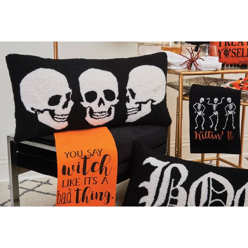 Killin' It Skeleton Halloween Waffle Weave Cotton Kitchen Towel