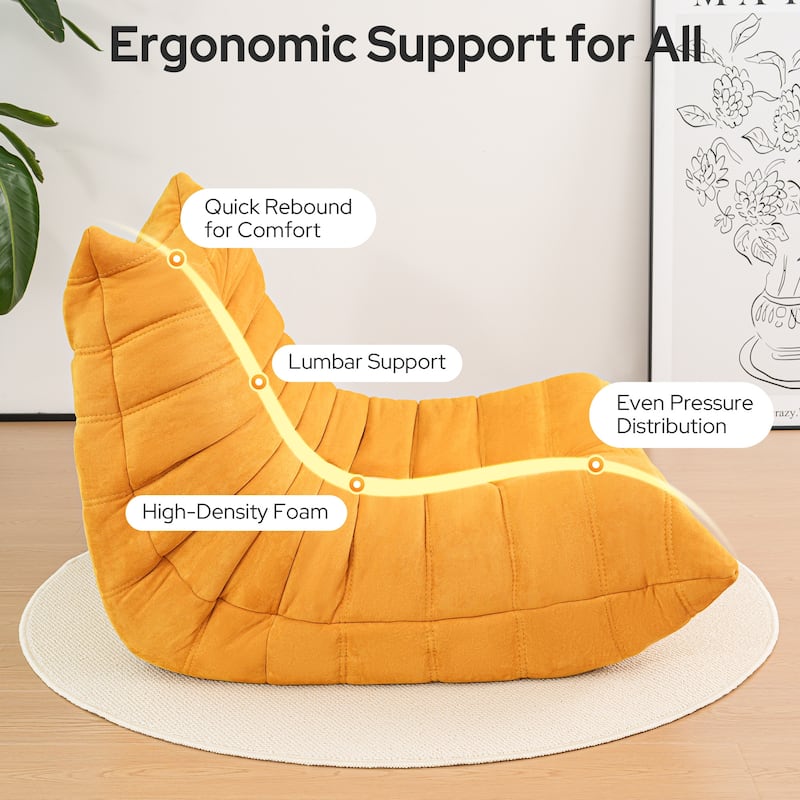 Armless Bean Bag Chair ,Upgraded Foam Support, Soft Upholstered Lounge Seating