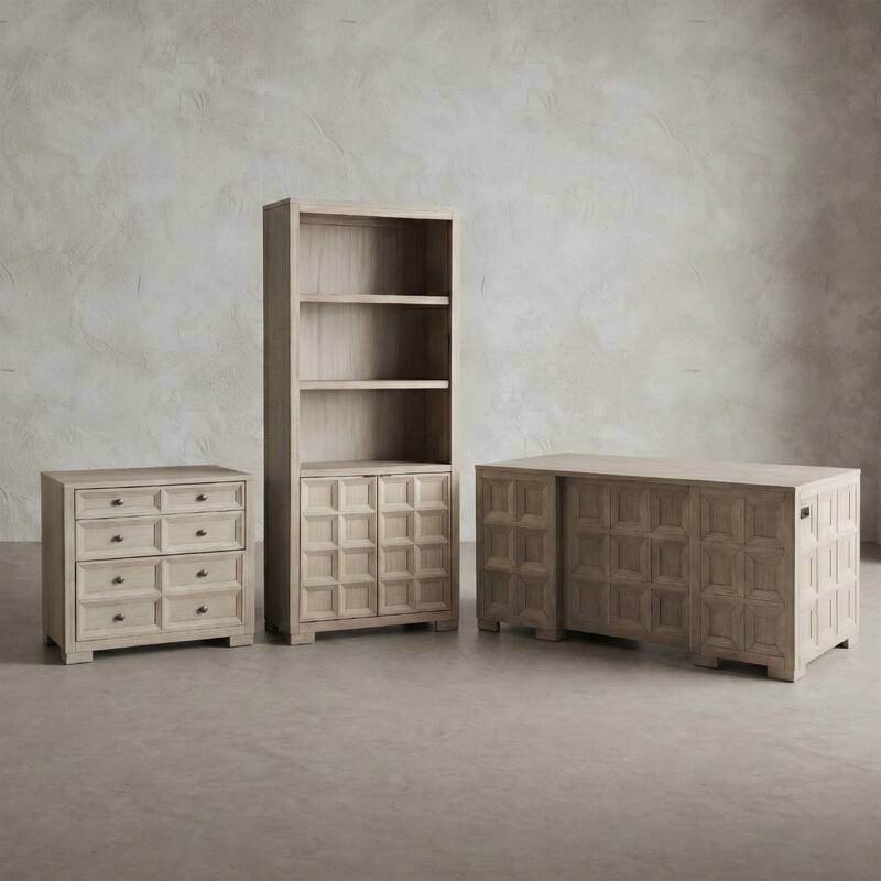 Furniture of America Durem Modern Tawny Brown Executive Desk with Bookcase and File Cabinet Set - Tawny Brown