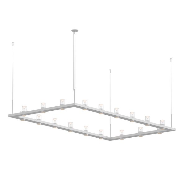 Sonneman Lighting Intervals 18-light Satin White LED Rectangle Pendant, Clear w/ Etched Cone Shade. Opens flyout.