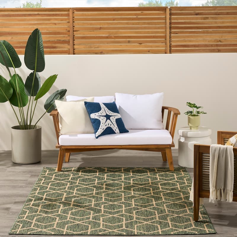Nourison Horizon Indoor/Outdoor Geometric Area Rug - 6' x 9' - Green