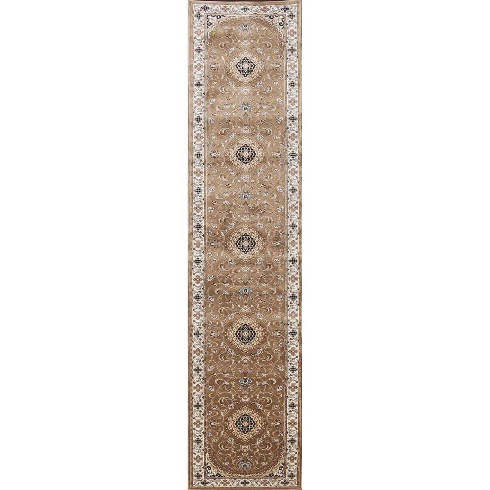 Traditional Brown Floral Oriental Tabriz Area Rug Turkish Carpet