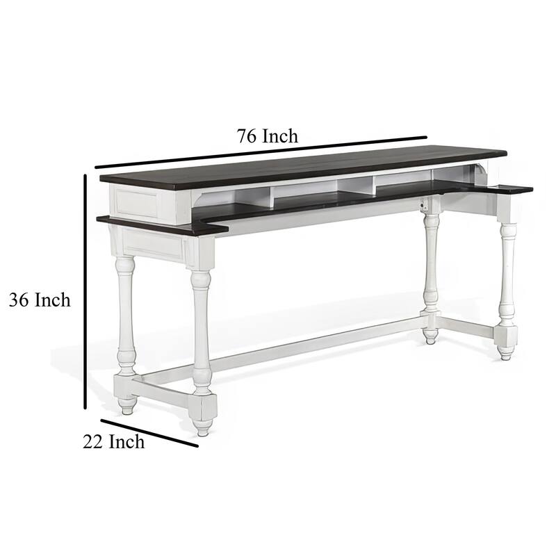 Orso Console Table, 76 Inch Rectangular Brown Top, White Mahogany