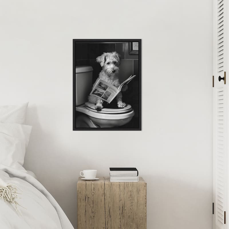 Good Boy Dog Toilet Art by Niky Rahner Framed Canvas Wall Art