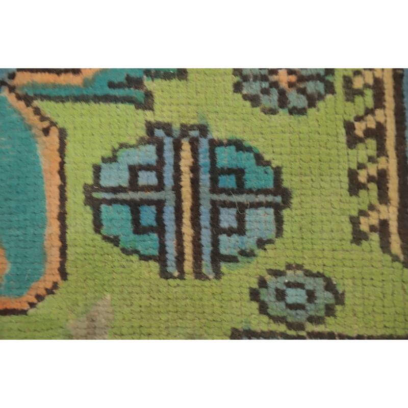 Hand Knotted Oriental 100% Wool Carpet Traditional Floral Green Tabriz Area Rug - 12' 8'' X 9' 6''