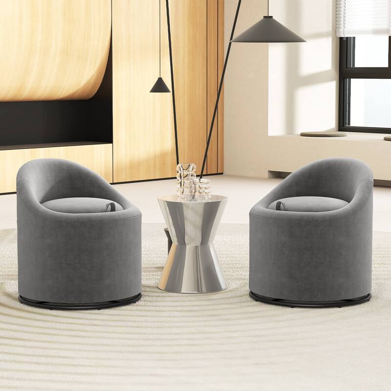 Costway 1/2 PCS Barrel Chair with Storage 360° Swivel Upholstered - See Details