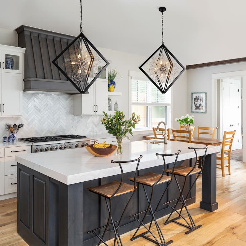 Modern Black Sputnik Crystal Chandelier Pendant Light for Dining Room - Dia.30.71-in