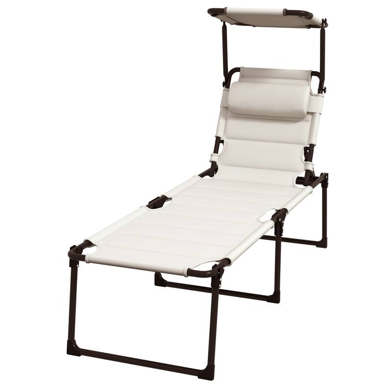 Adjustable Folding Recliner with Awning Top and Pillow