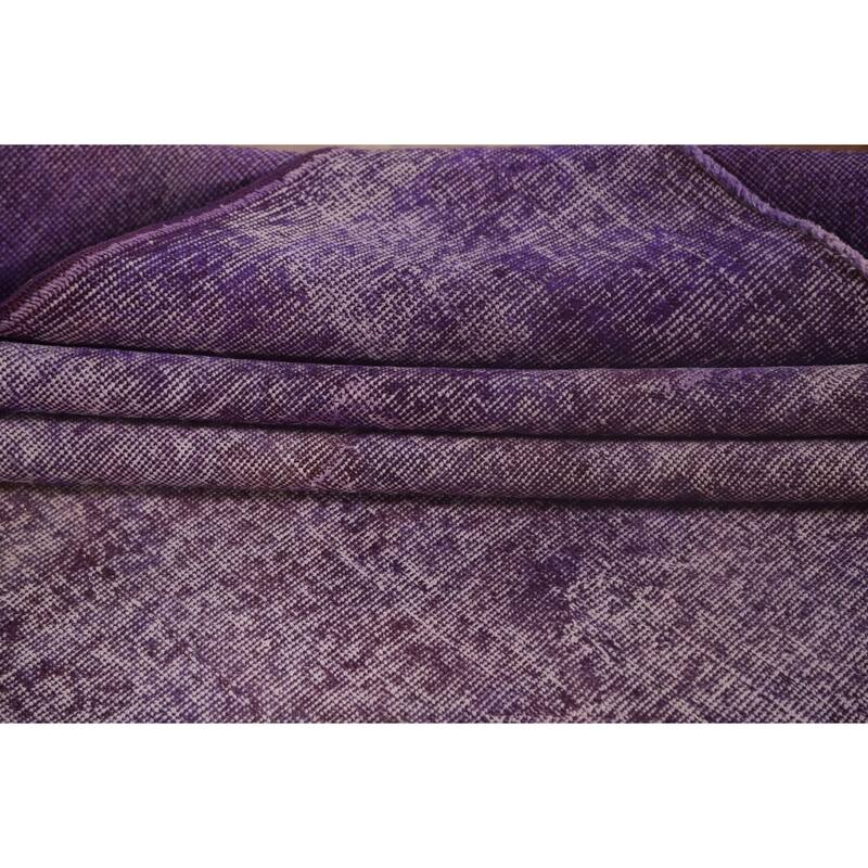 Distressed Anatolian Turkish Vintage Rug Handmade Purple Wool Carpet - 8'1" x 11'8"