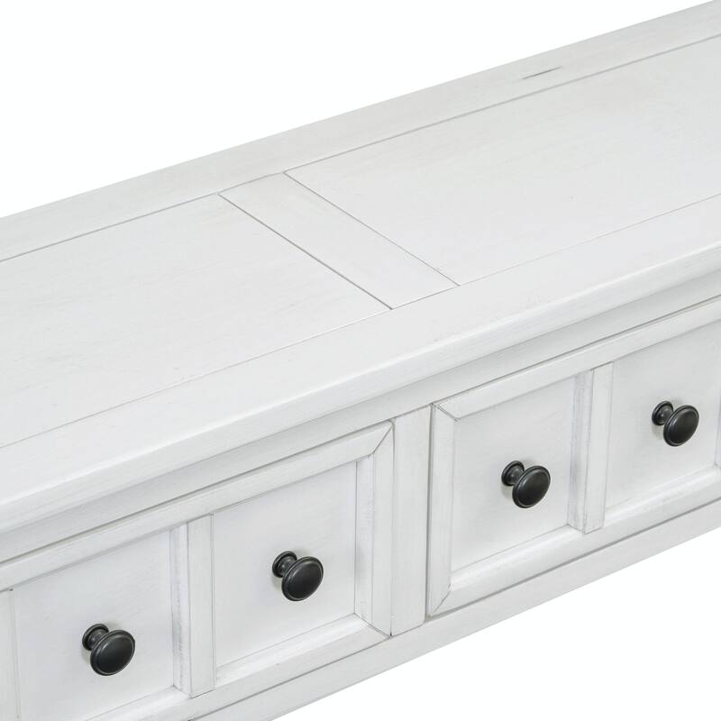 60" Rustic Entryway Console Table with Two Drawers and Bottom Shelf