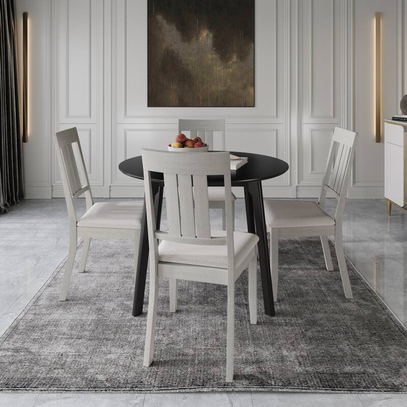 CraftPorch Classic 4-Piece Chair and Round Table Wooden Dining Set