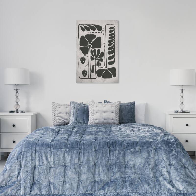 Wynwood Studio Canvas Floral and Botanical Abstract Floral Black and Bohemian & Eclectic Wall Art Canvas Print - 36 x 24