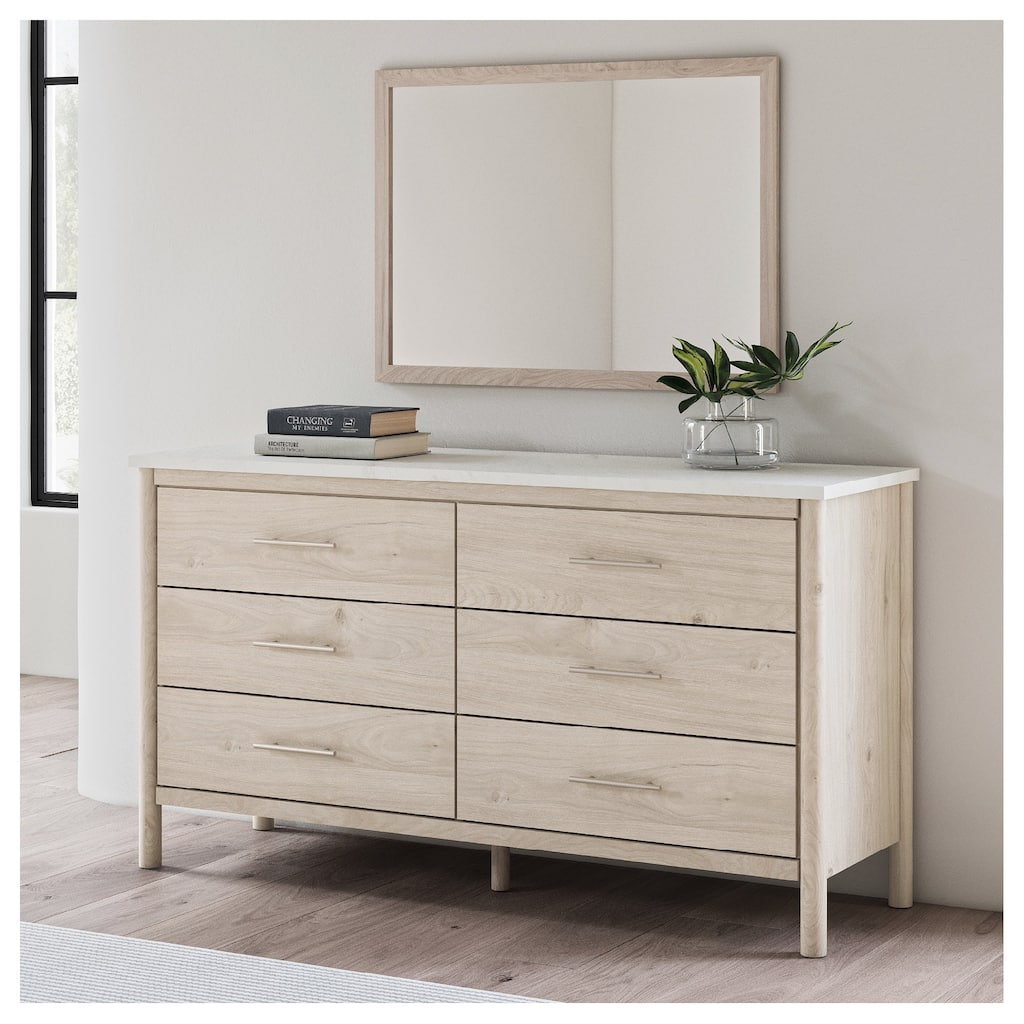 Signature Design by Ashley Cadmori Beige/White Dresser and Mirror