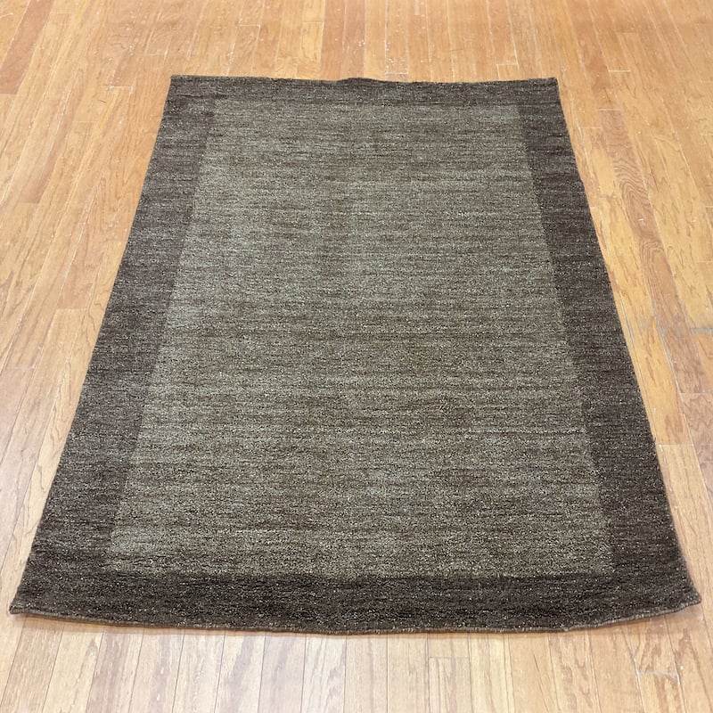 HERAT ORIENTAL Handmade 4' x 6' Dark Border Tibetan Wool Rug - 4' x 6' - Chocolate Brown