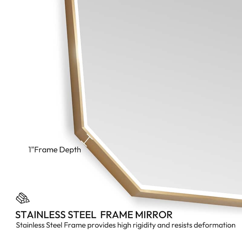 Sabadell Octagon Stainless Steel Framed Wall Mirror