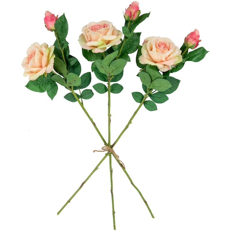 real touch™ light pink artificial rose stems set of 6 26"