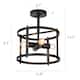 Raretta Modern Black 4-Light Metal Drum Farmhouse Lantern Semi-flush Ceiling Light for hallway - W11.8"xH13.2"