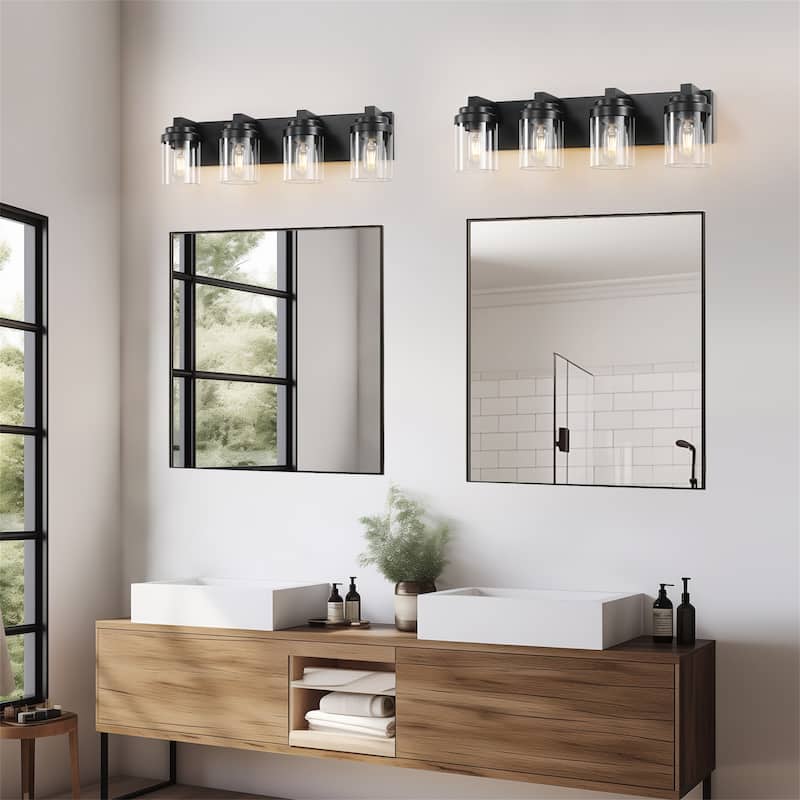 Modern 4-Light Bathroom Vanity Light in Matte Black