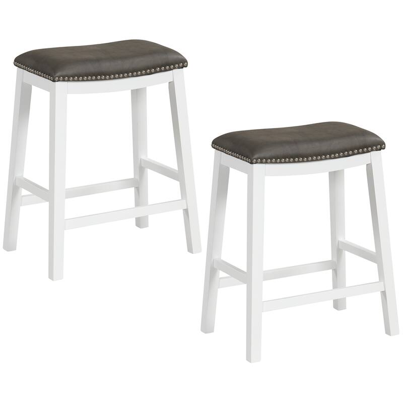Gymax 4PCS 26'' Upholstered Counter Height Bar Stool PVC Leather