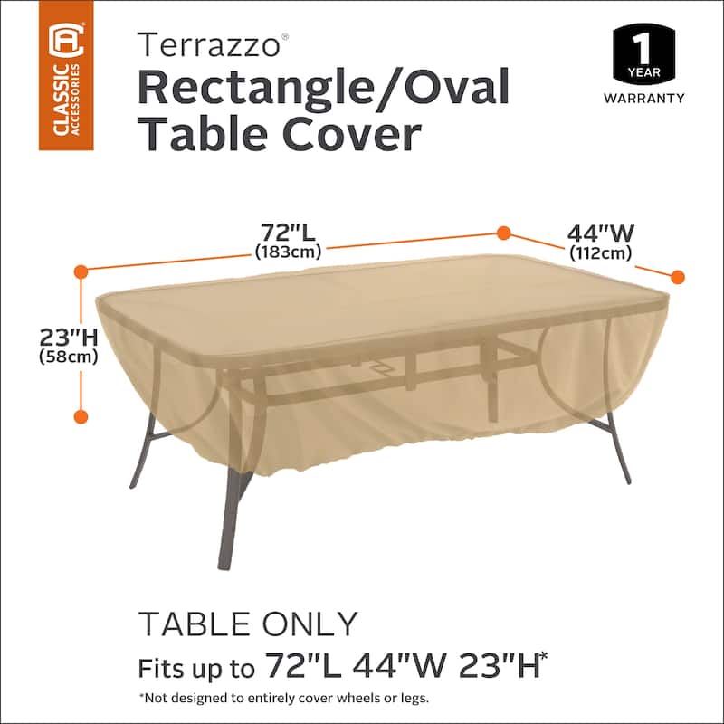 Classic Accessories Terrazzo Water-Resistant 72 Inch Rectangular/Oval Patio Table Cover