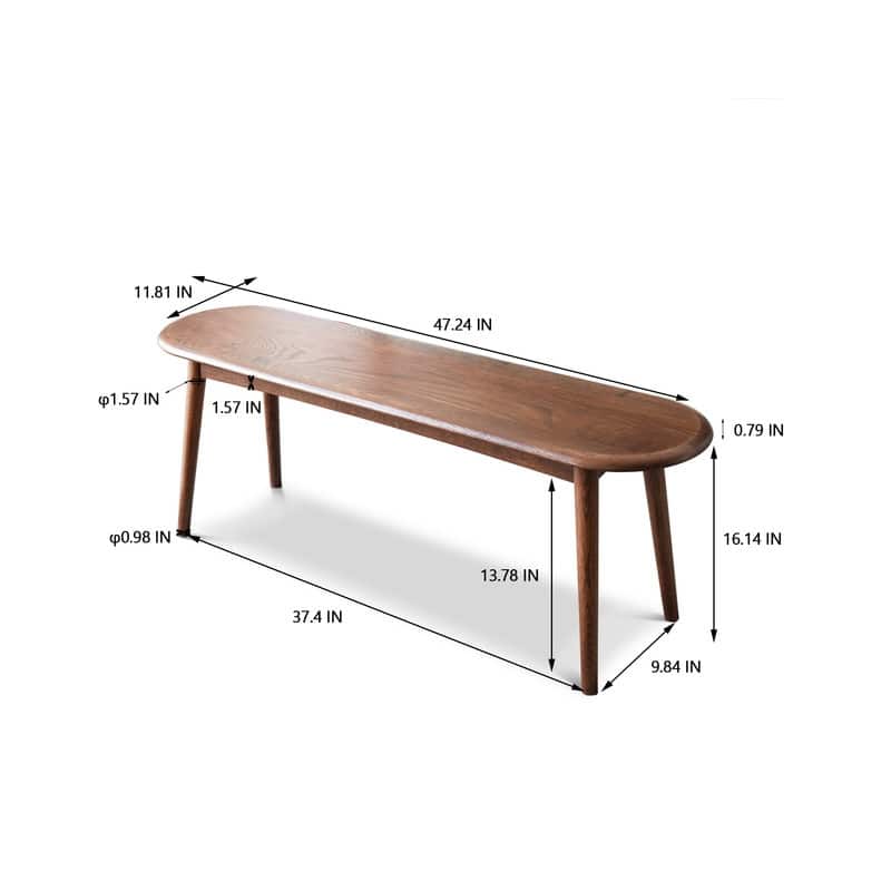 Natural Wood Bench Entryway Bench in Walnut Color for Living Room - On ...
