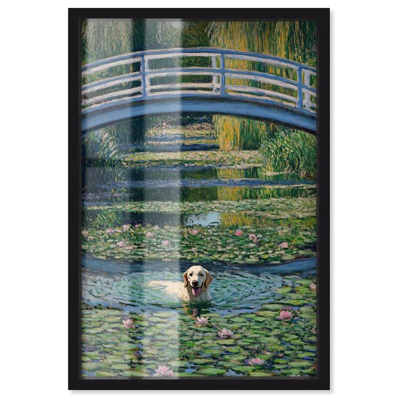 The Pond Under the Bridge Shadowbox by Art Remedy - Black - 30" x 45"