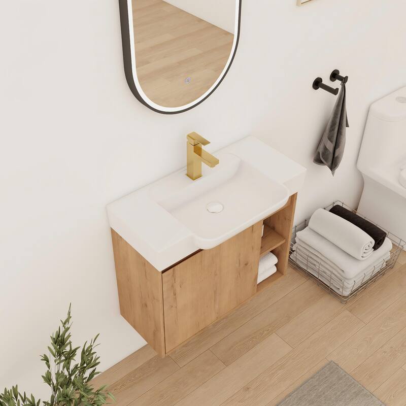 Bathroom Vanity With Sink In 24/28 Inch, Floating Bathroom Vanity With Soft Close Door
