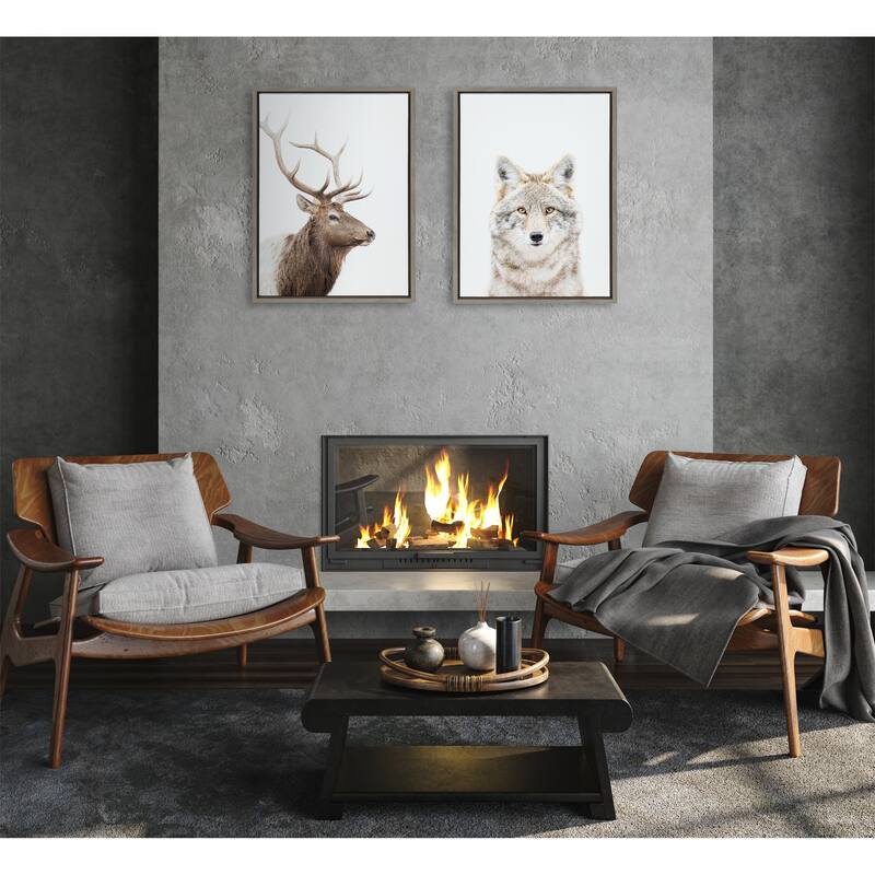 Kate and Laurel Sylvie Wolf Portrait Framed Canvas by Amy Peterson Art Studio