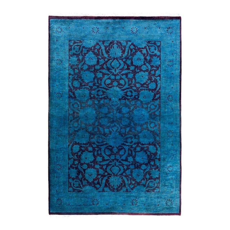 Fine Vibrance One-of-a-Kind Hand-Knotted Area Rug - Blue, 4' 2" x 6' 2" - 4' 2" x 6' 2"