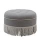 preview thumbnail 41 of 90, Yolanda Performance Fabric 25" Tufted Round Footstool Ottoman with Rope Fringe