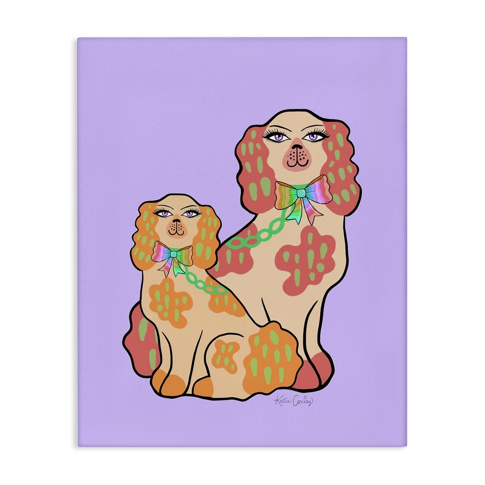 Stupell Funky Dogs on Purple Canvas Wall Art Design By Katie Conley