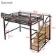 preview thumbnail 41 of 98, Metal Loft Bed with Wooden Stairs Built-in Storage Shelves and Wardrobe, High Loft Bed Frame with Side Grid Storage Rack
