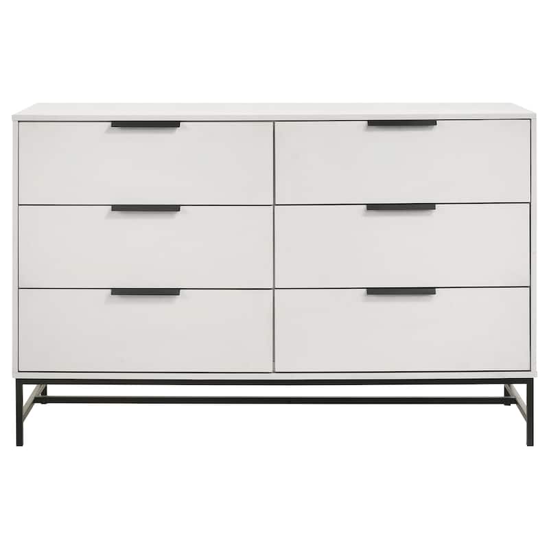 Sonora 6-drawer Bedroom Dresser and Dresser with Mirror White