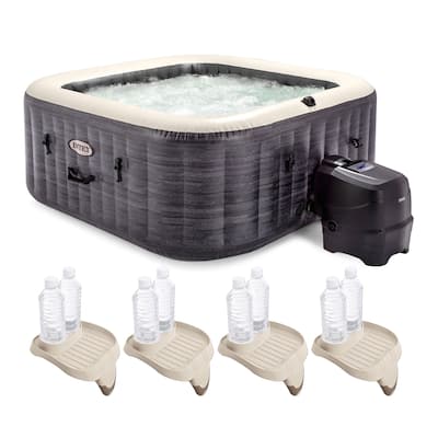 Intex PureSpa Plus Inflatable Square Spa & Attachable Snack Tray, Tan (4 Pack) - 119.68