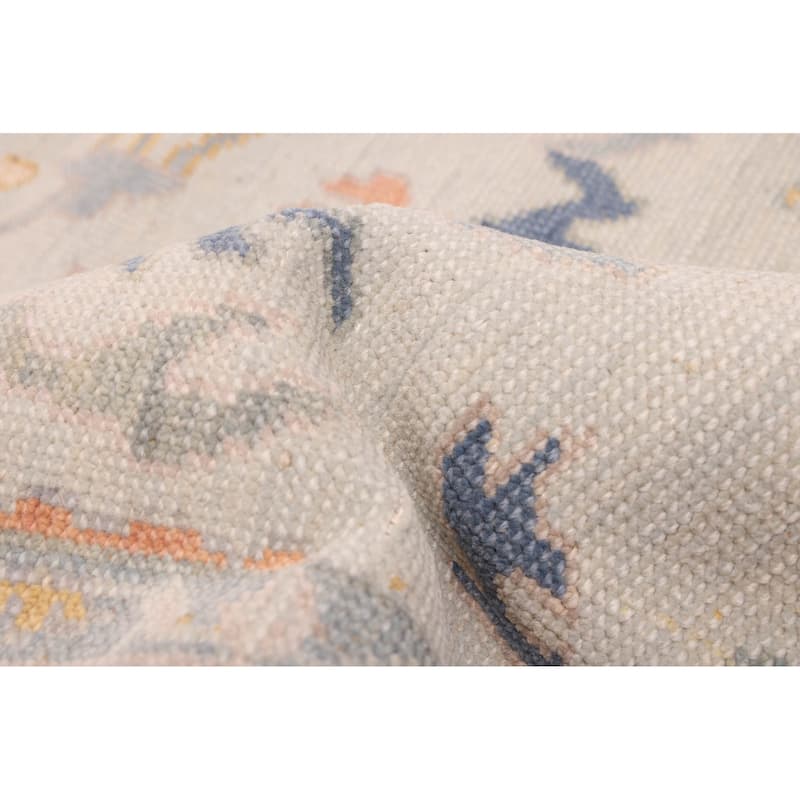 ECARPETGALLERY Hand-knotted Modern Oushak Light Grey Wool Rug - 5'0 x 7'0