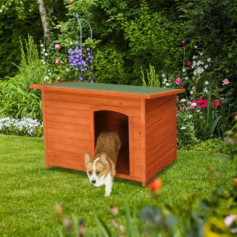 Natural Wood Color Large Size Waterproof Wood Dog House Pet Shelter