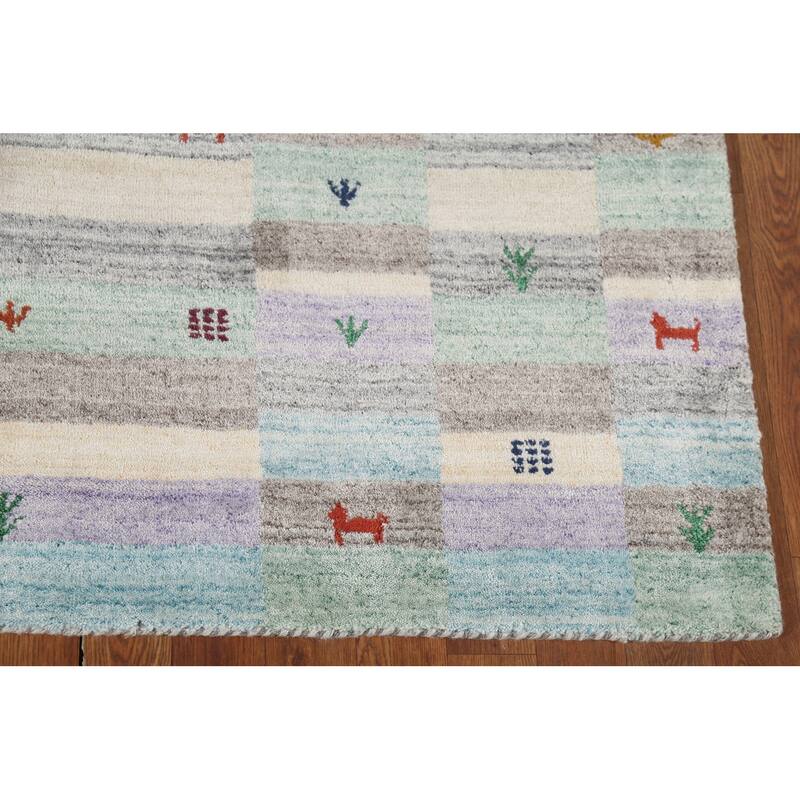 All-Over Tribal Gabbeh Indian Area Rug Hand-Knotted Wool Carpet - 4'9"x 6'6"