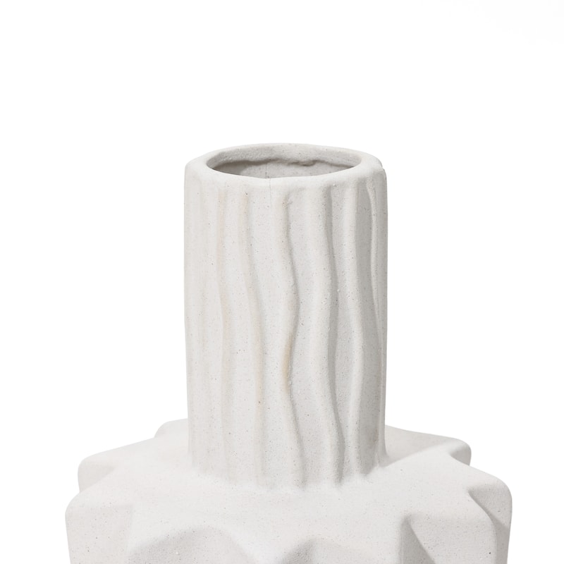 White Fluted Stoneware Table Vase (Single)