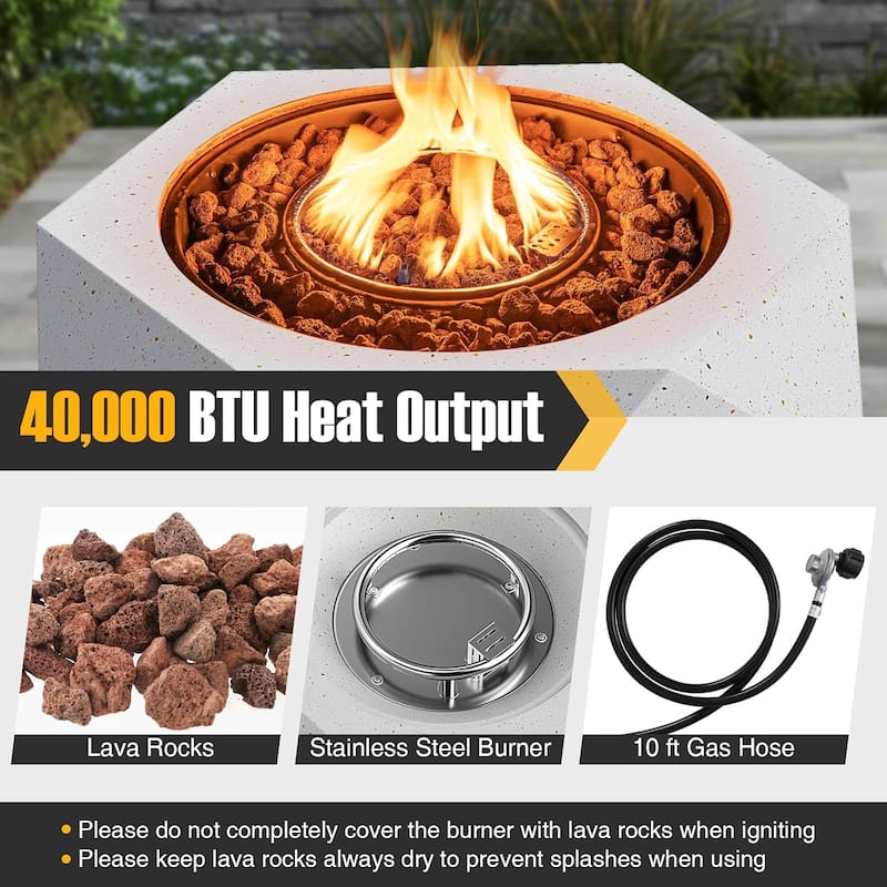 Propane Fire Pit Table Set 28" Terrazzo Gas Fire Pit