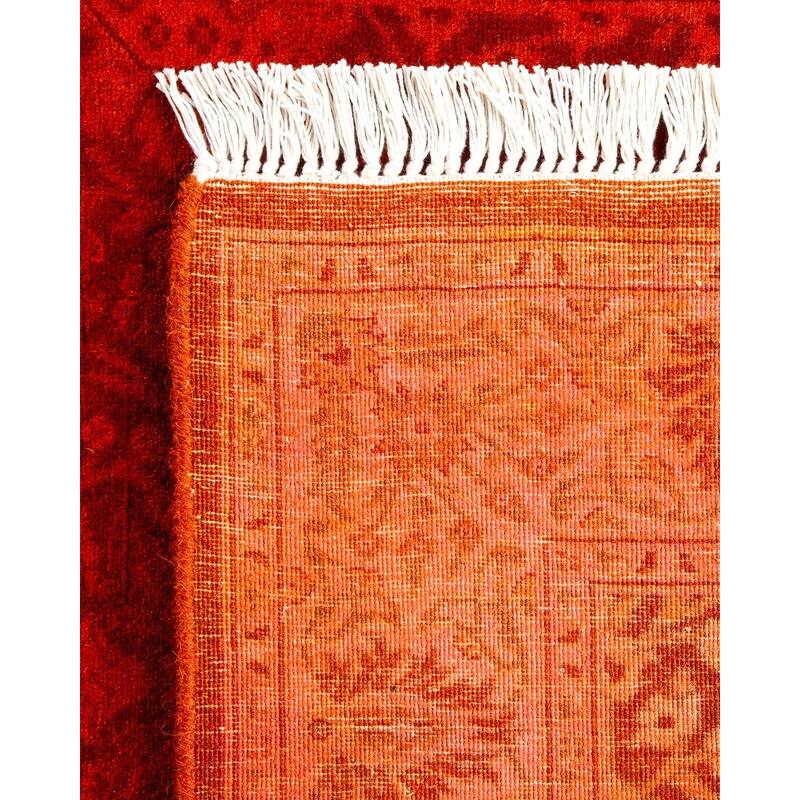 Overton Hand Knotted Wool Vintage Inspired Modern Contemporary Overdyed Orange Runner Rug - 2' 8" x 8' 3"