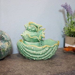 Indoor Tabletop Fountain w/ Stacked Seashells Water Feature - 7"