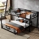 preview thumbnail 10 of 17, L-shaped Metal Twin over Full Size Bunk Bed Black