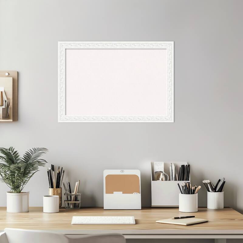 Bethany White Wood Framed Cork Board - Bulletin Board, Organization Board, Pin Board