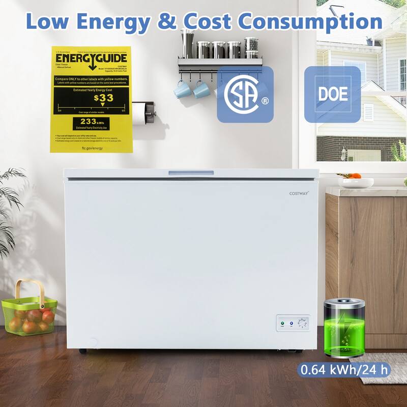 Costway 10 Cu. Ft. Chest Compact Freezer with 7-Level Temperature, - See Details