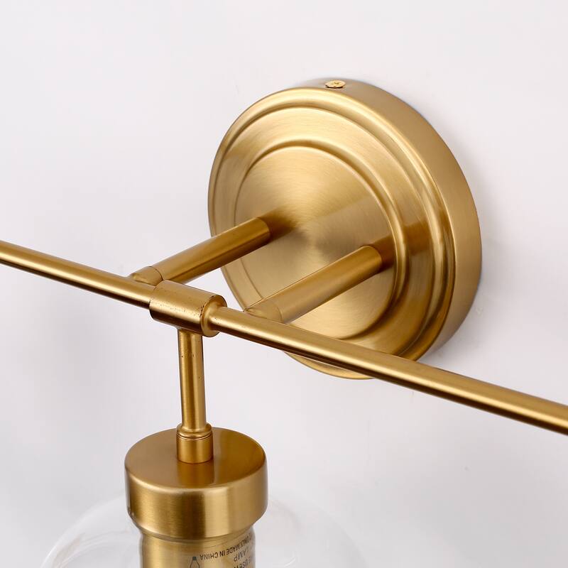 YANSUN 24.02in Gold 3-Light Vanity Light with Globle Glass Shade, E26 Bathroom Wall Light Fixture for Makeup Room, Dressing Room